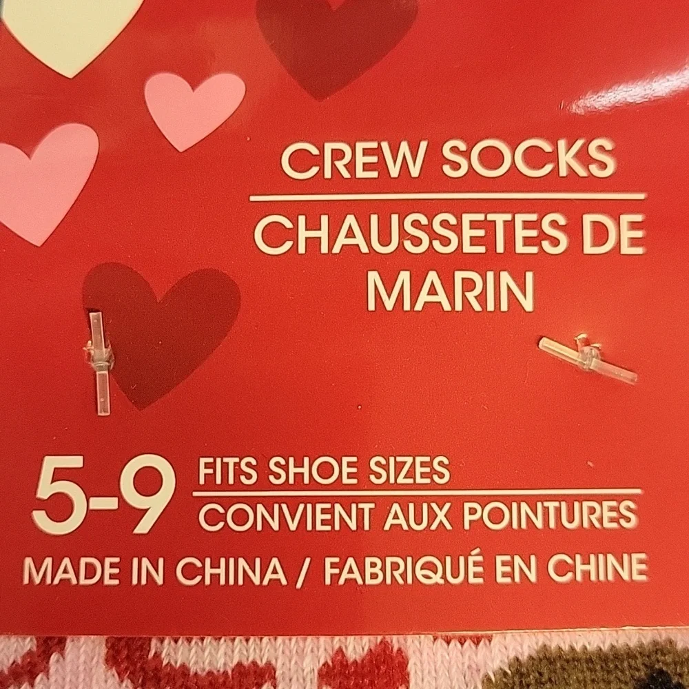 Pink Crew Socks with Avocado and Heart Design